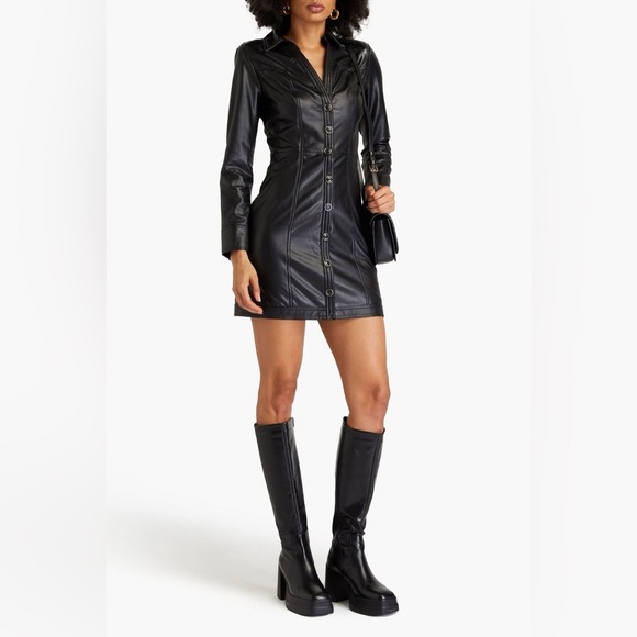 Veronica Beard Jackets & Blazers - Veronica Beard Garrett Vegan Leather Mini Shirt Dress size 10